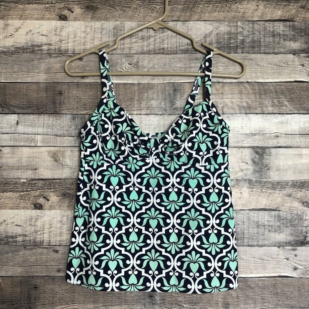 Lands End Tankini Top Size 4 Shelf Bra Padded Swim Top Blue/Green
